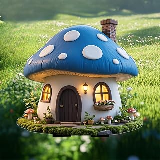 Blue Smurf Cottage Acrylic Garden Stakes, Indoor and Outdoor Garden Acrylic Decor, Perfect Gift for Flowerpot Ornaments and Scenery Beauty, Great for Patio and Lawn