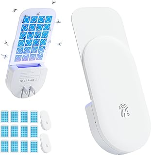 Fly Trap Indoor for Home, 2 in 1 Indoor Plug-in Flying Insect Trap for Flies, Fruit Flies, Moths, Gnats, Mosquito 2 Trap White and 12 Glue Cardsfor Every Part of The Home