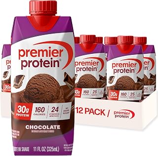 Premier Protein 30g High Protein Shake, Chocolate, 12 Pack | 160 Calories, 24 Vitamins & Minerals, No Added Sugar, Supports Muscle Health, Gluten-Free, 11 oz