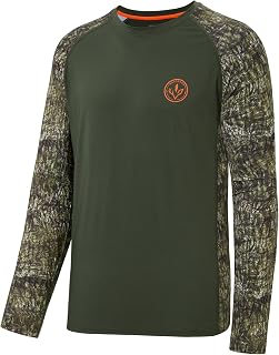 Bassdash Men’s Lightweight Camo Hunting Shirt UPF 50+ Sun Protection Long Sleeve Hiking Fishing Performance Tee Mesh Panels