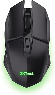 GXTrust Vylax Rechargeable Wireless Gaming Mouse 800-4800 DPI, Black | 80 Hours Battery Life LED Lighting, Storable USB Receiver, 6 Buttons, RGB Wireless Mouse for Computer Laptop