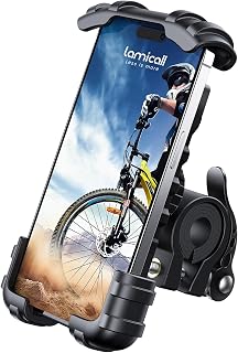 Lamicall Bike Phone Holder Motorcycle Mount - One-Hand Operation, Lockable | 360° Rotation Handlebar Clamp for 4.7-6.8" iPhone 17 Pro Max Air, Rubber Protect, Road Mountain Bike E-Bike Scooter Holder