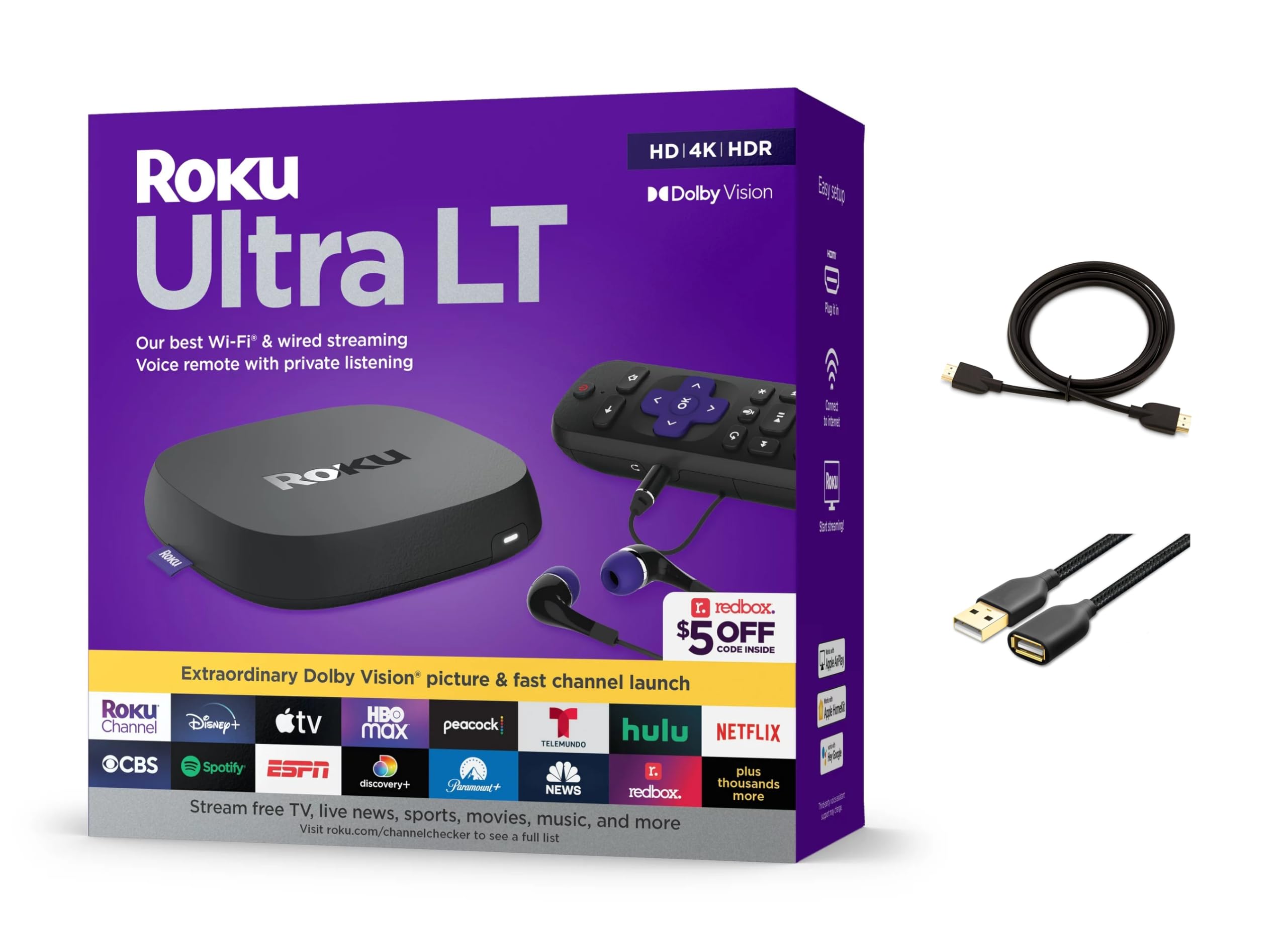 Roku Ultra LT Streaming Device 4K/HDR/Dolby Vision/Dual-Band Wi-Fi with Roku Voi