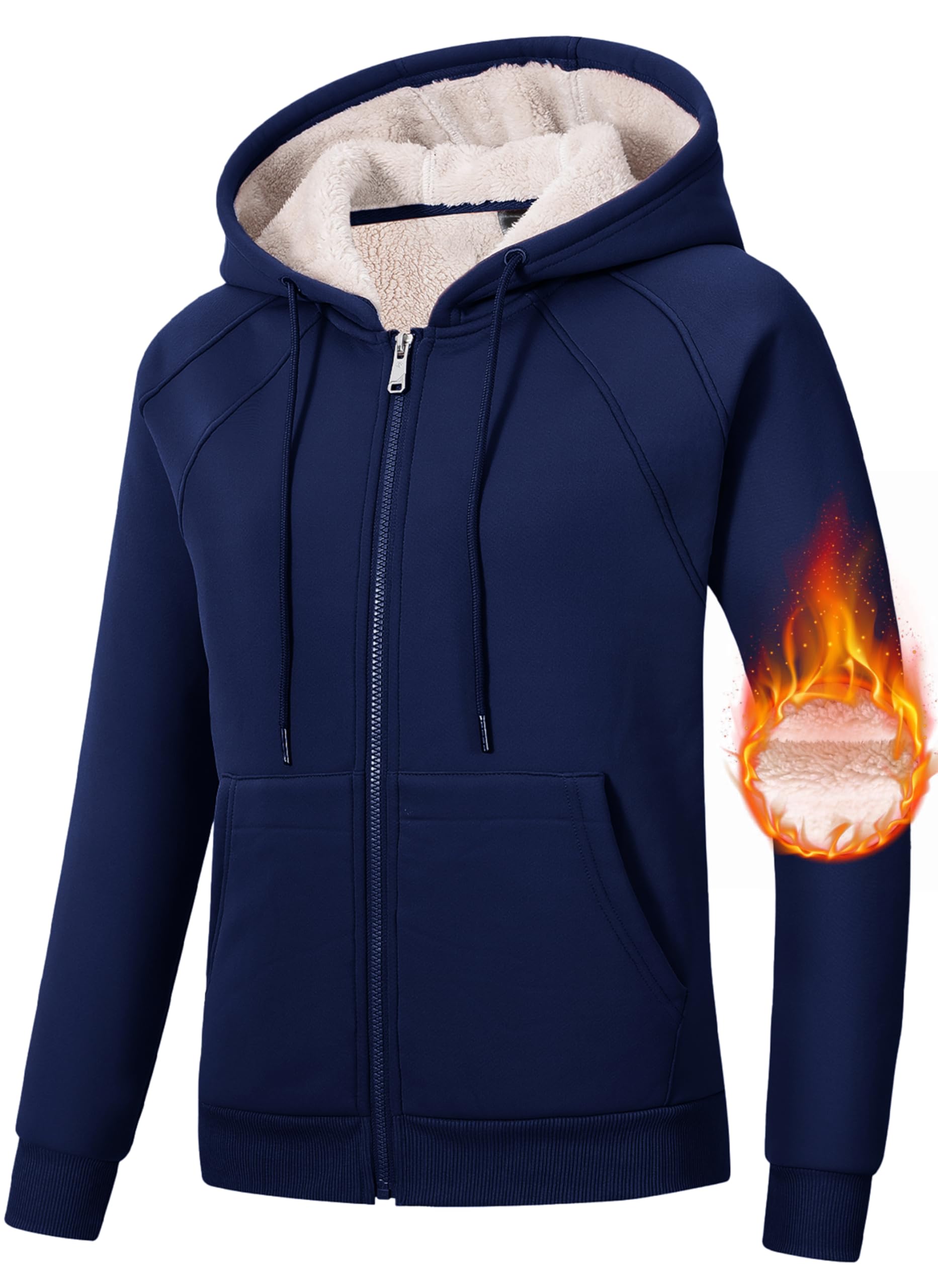 MoFiz Women Fleece Zipper Sweatshirt Warm Cozy Sherpa Lined Ladies Winter Hoodie
