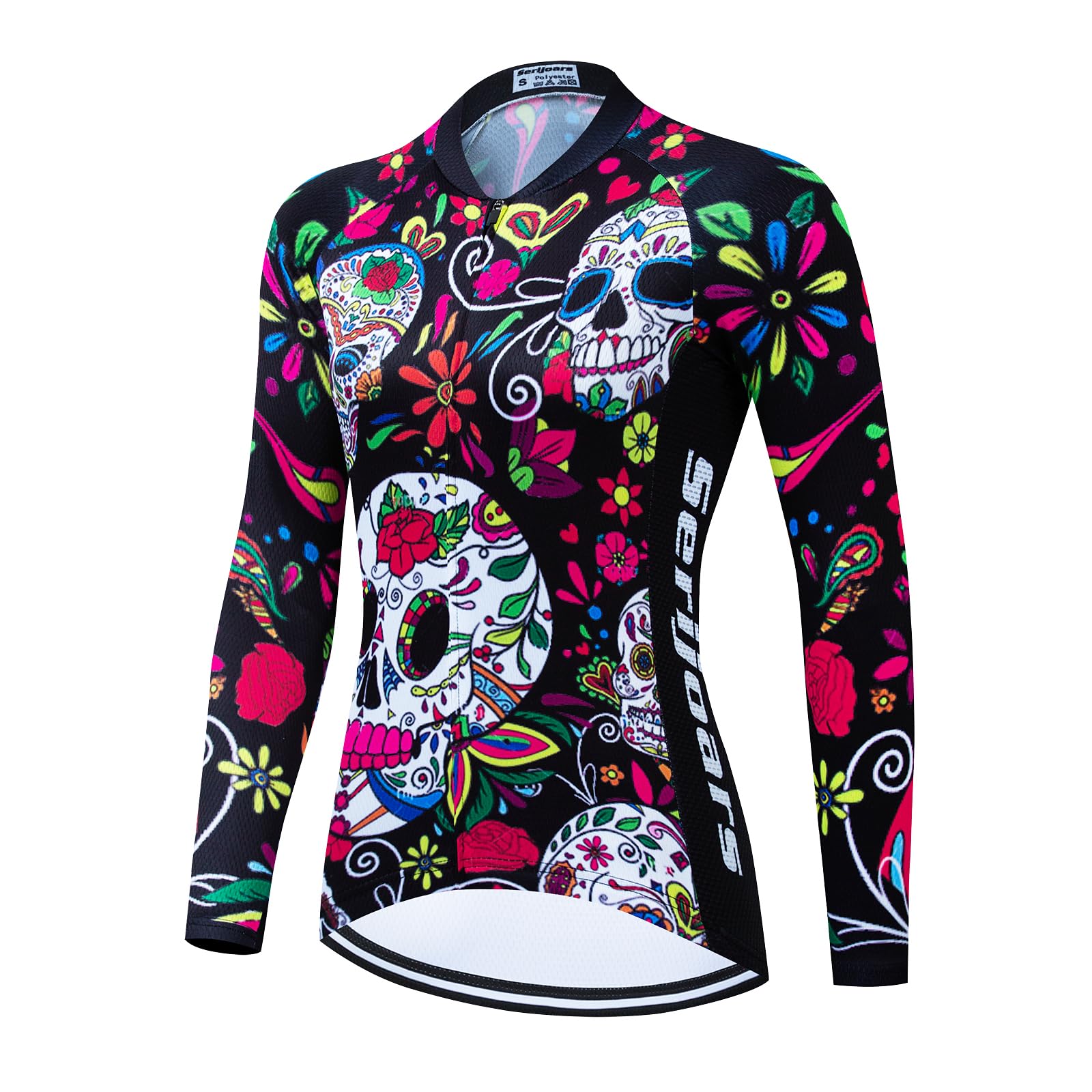 Serijoars Women's Long Sleeve Cycling Jersey MTB Shirts Quick Dry Bike Tops with