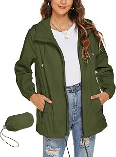 Rapbin - Women's Lightweight Waterproof Windbreaker Jacket Slim Practical Travel Rain Jacket for Cycling