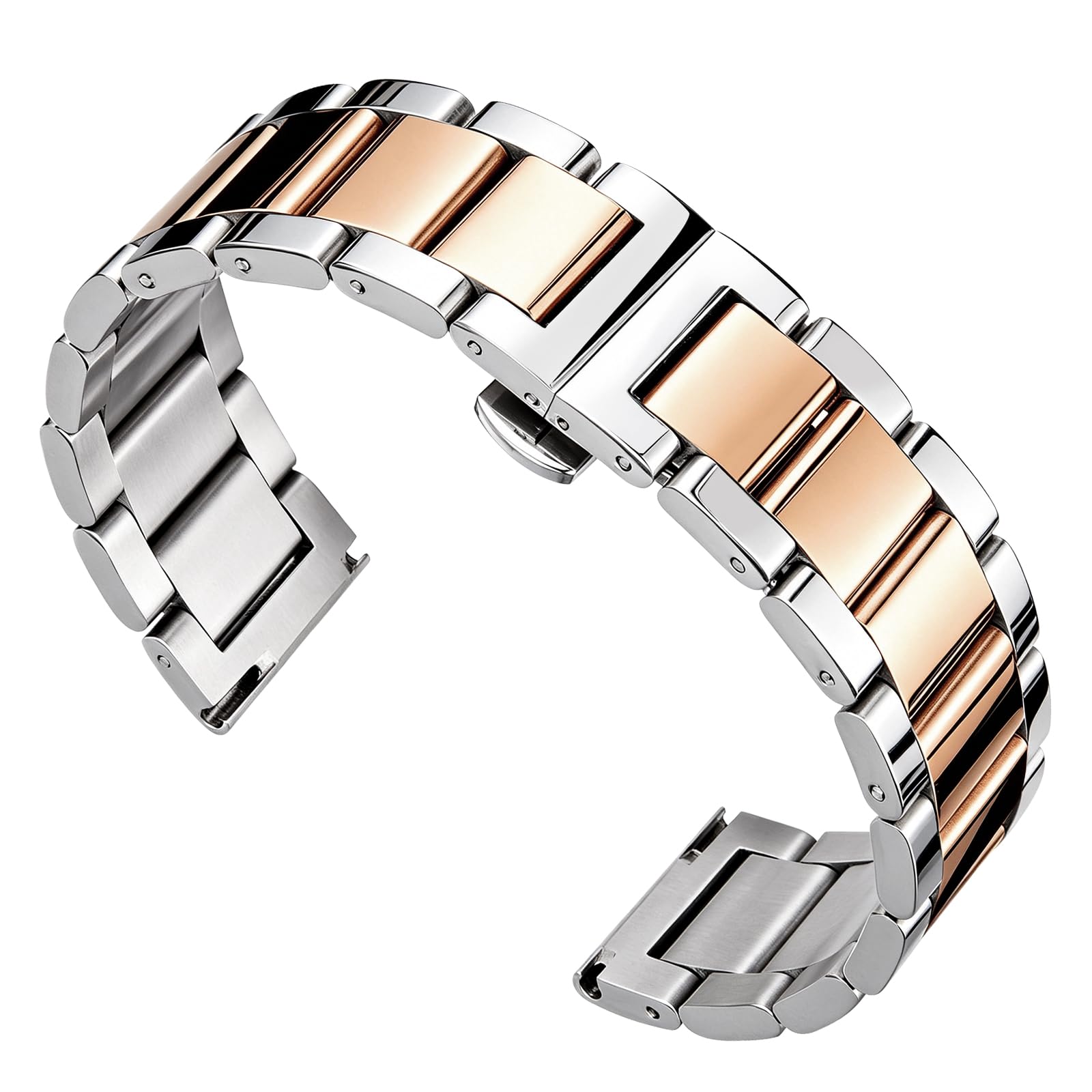 BINLUN Thick Stainless Steel Watch Band, Metal Heavy Watch Bracelets for Men Pol