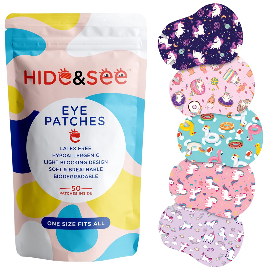 HIDE&SEE Eye Patches for Kids Skincare – Adhesive Kids Eye Patches (Unicorn Worl