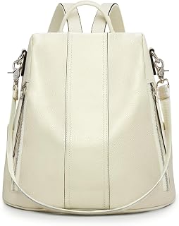 S-ZONE Leather Backpack Purses for Women Antitheft Rucksack Shoulder Bag Medium
