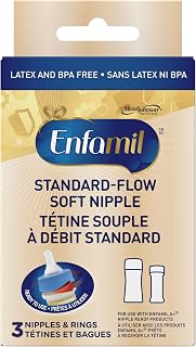 Enfamil A+ Standard-Flow Soft Nipples, 3 count, yellow, 3 nipples and 3 rings