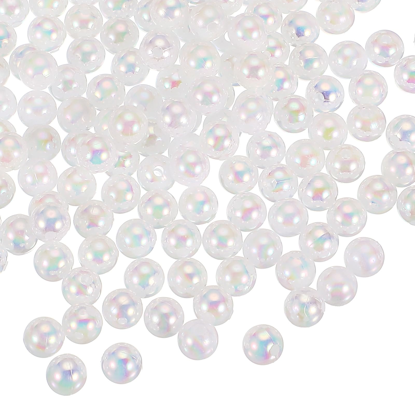 Generic 8 mm Acrylic Round Beads, 100 Pcs AB Colors Round Clear Beads Craft Bead