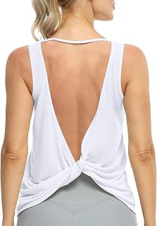 icyzone Women's Sleeveless Sports Tank Top Yoga Shirt Open Back Gym Exercise Running Tank Tops