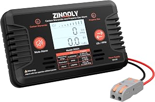 RV Dual C-O and L-P G-as Sensor, 12V DC Hardwired for RVs, Black | LED Indicator, Audible Siren, Digital Display, Travel Trailers and Campers