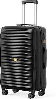 Medium Suitcase, 24 Inch Check in Lightweight Hard Shell Luggage 67x45x25 cm, Durable Polycarbonate Travel Suitcases with Spinner Wheels and TSA-Approved Lock, M(Black)