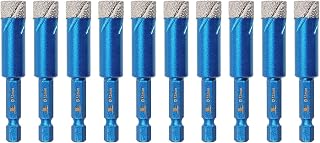 Diamond Drill Bit 12mm,BRSCHNITT 10pcs 1/2 Inch Diamond Hole Saw Drill Bit for Porcelain Tile Ceramic Stone Granite Marble,Hex Shank Dry Drilling Diamond Core Drill Bit Set
