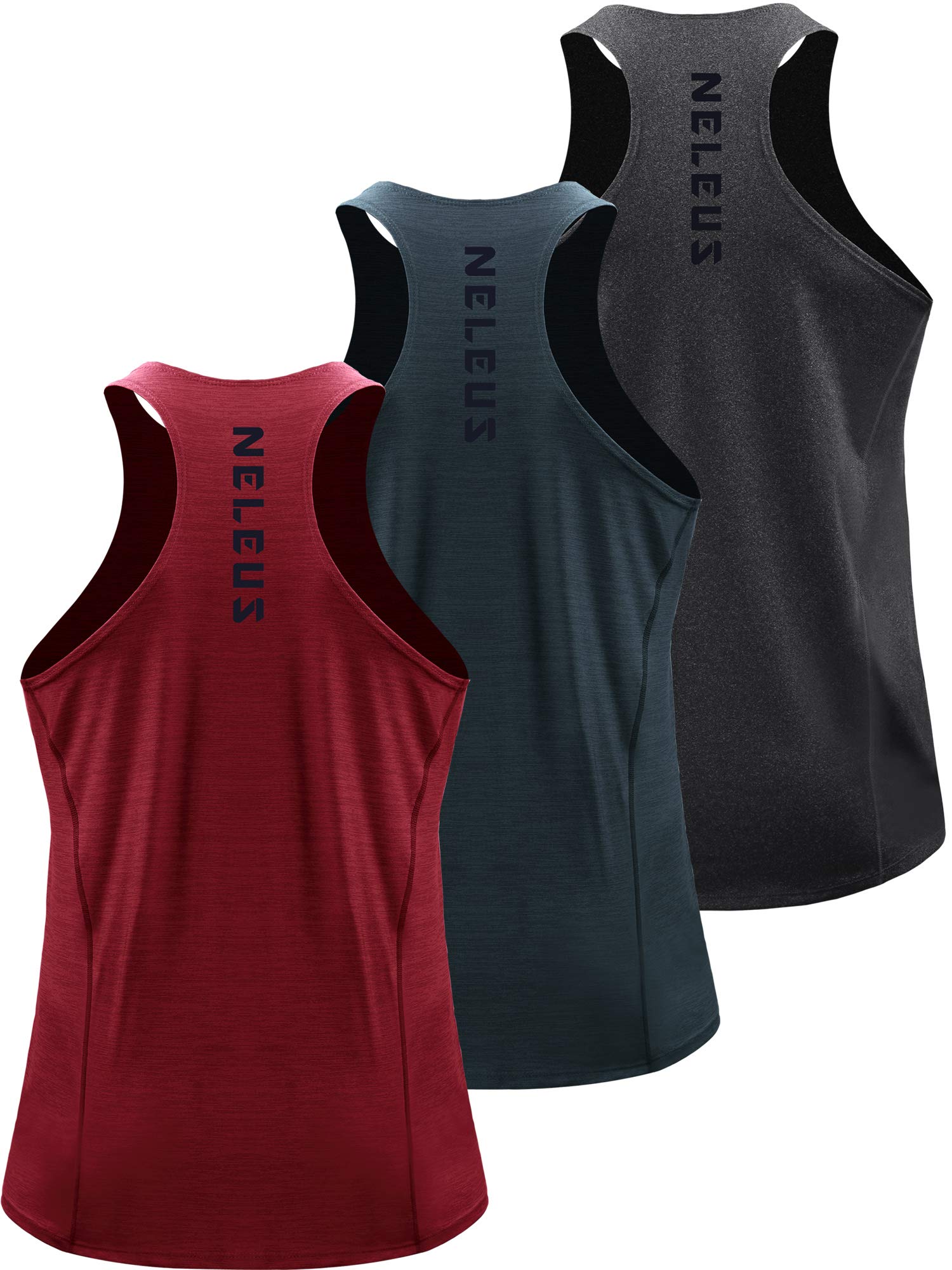 Neleus - Mens Dry Back Y Tank Top 3 Pack