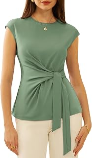 GRACE KARIN 2026 Women's Cap Sleeve Wrap Tie Waist Dressy Work Tops