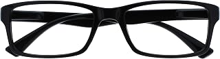 OPULIZE PEP Reading Glasses for Women Men, Large Rectangular Designer Frame with Spring Hinges, Scratch Resistant, Black +1 (Pack of 1)