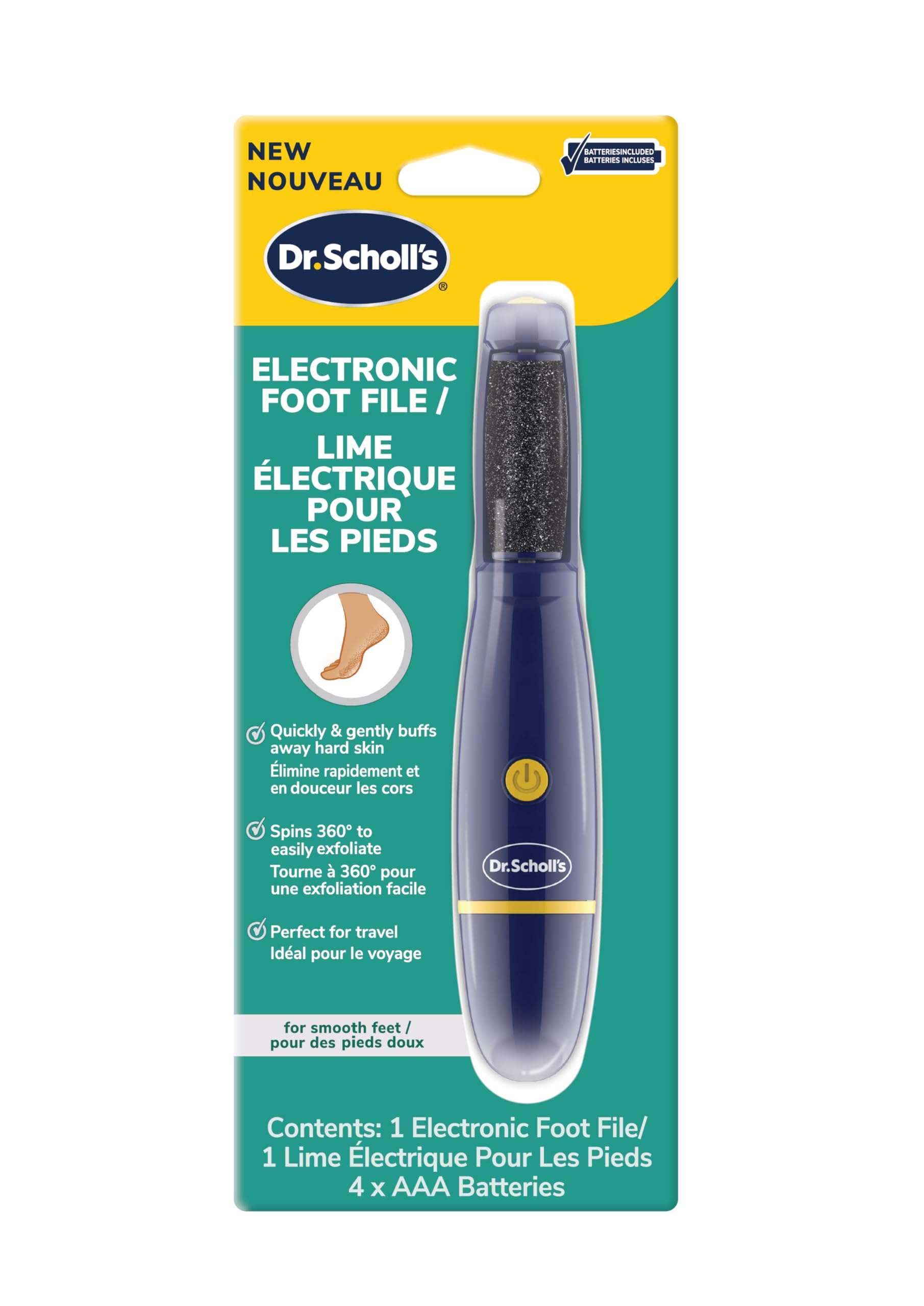Dr. Scholl's Callus Remover Electronic Foot File, Electric Hard Skin Removal for
