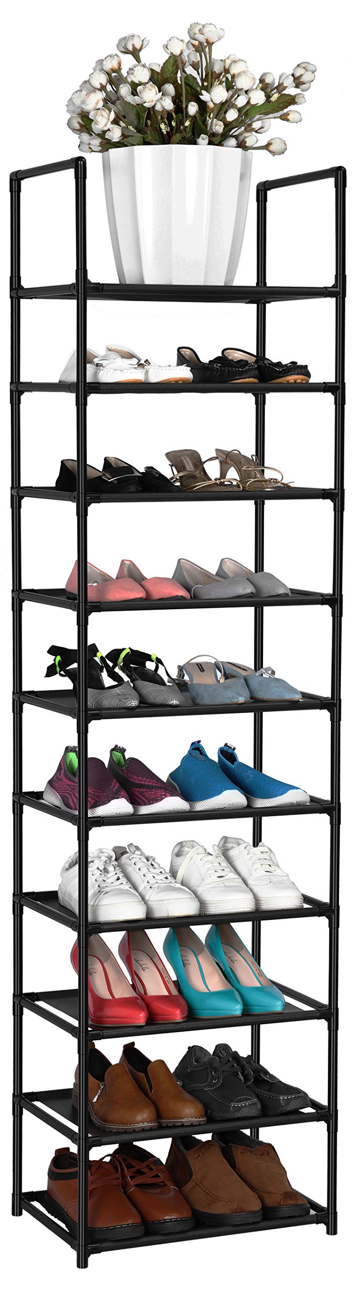 FIDUCIAL HOME 10 Tiers Shoe Rack Organizer 20 Pairs Tall Shoe Shelf | Tall Narro