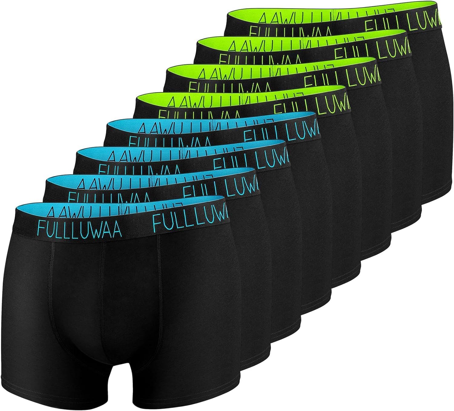 Fullluwaa Men's Boxer Shorts, Pack of 8, Cotton, Soft & Elastic Waistband