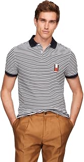 Tommy Hilfiger Men's Short Sleeve Casual Polo Shirts in Regular Fit with Stretch and Vertical Logo Designs Short Sleeve Casual Polo Shirts in Regular Fit with Stretch and Vertical Logo Designs