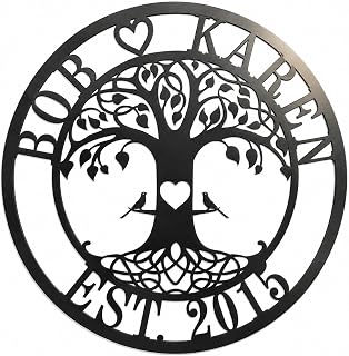 Metal Name Signs Personalized,Personalized Wedding Gifts,Metal Love Birds Signs, Custom Family Name Sign,Last Name Sign for Home,Engagement Anniversary Best Friends Gifts