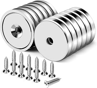 DIYMAG Rare Earth Magnets with Heavy Duty Countersunk Hole, 12 Pack | 60LBS Round Base Cup Magnet, Strong Magnets, Earth Magnets with Stainless Screws for Refrigerator Magnets, Office, Craft