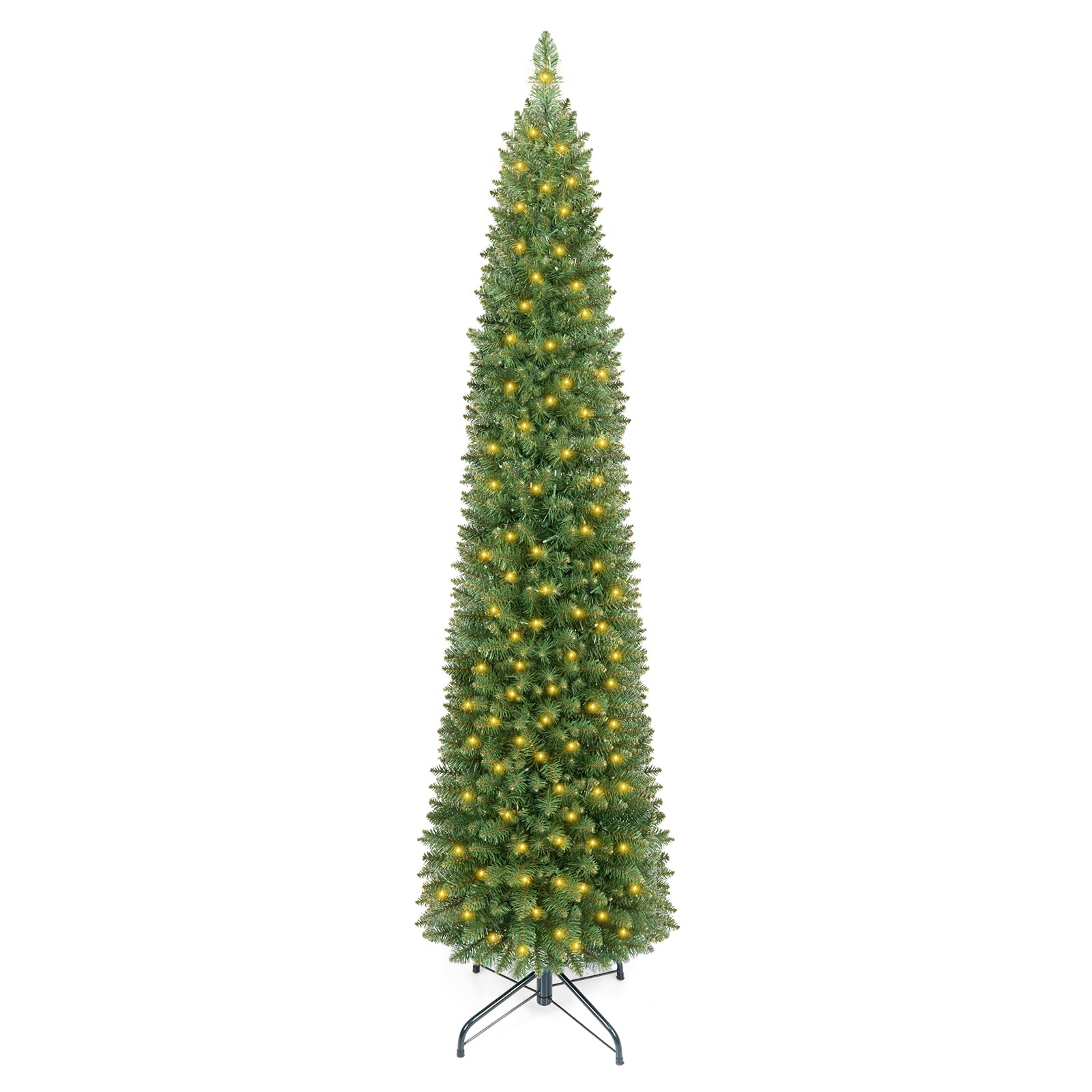Goplus 6ft Pre-Lit Pencil Christmas Tree with 180 Warm White LED Lights | Artifi