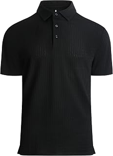 Alex Vando Mens Bubble Jacquard Polo Shirt Super Stretch Short Sleeve Polo Shirts for Men