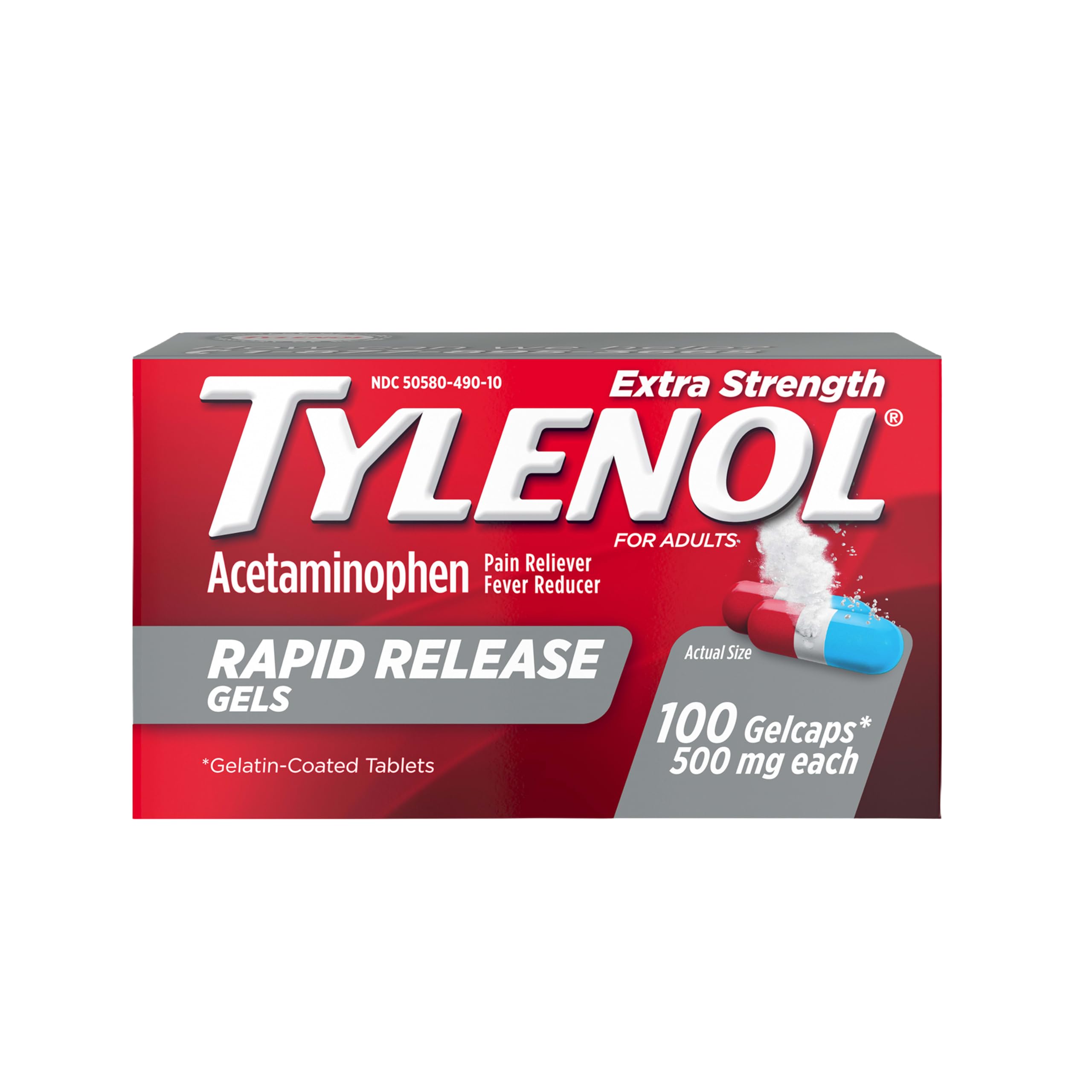 Tylenol Extra Strength Rapid Release Gels, 500 mg Acetaminophen, 100 Ct | Pain R