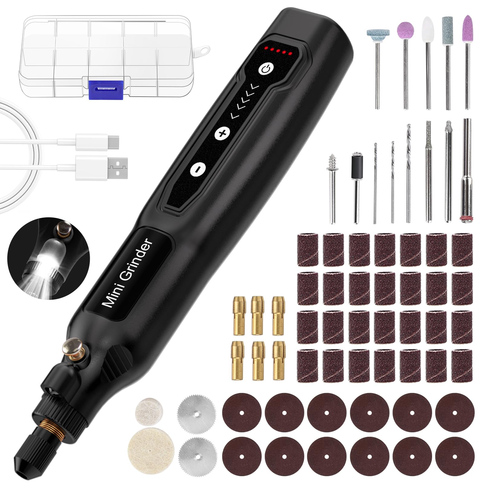 Cordless Mini Rotary Tool Set - 64Pcs Accessories 5 Speed 5000-18000rpm Multi-Pu