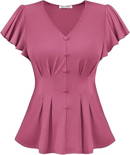 GRACE KARIN Womens Summer Blouses Dressy Casual Ruffle Peplum Tops
