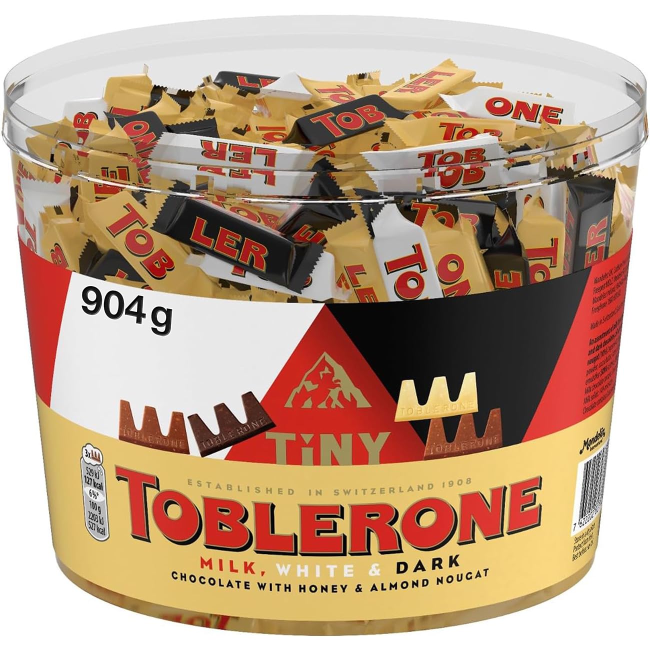 Toblerone Extra Large Tub, Assorted Milk, White & Dark Chocolate, 904 g | Indivi
