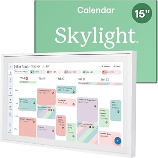 Skylight Calendar – 15-inch Digital Calendar & Chore Chart, White | Full HD Touchscreen Interactive Display, Great for Organizing your 2026 Calendar, Family Schedules, Wall Mount Included