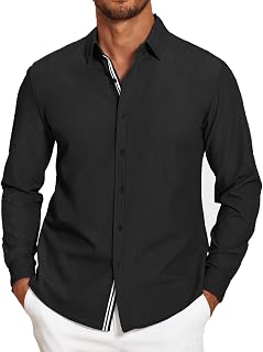 COOFANDY Men's Button Down Long Sleeve Stretch Denim Dress Shirt