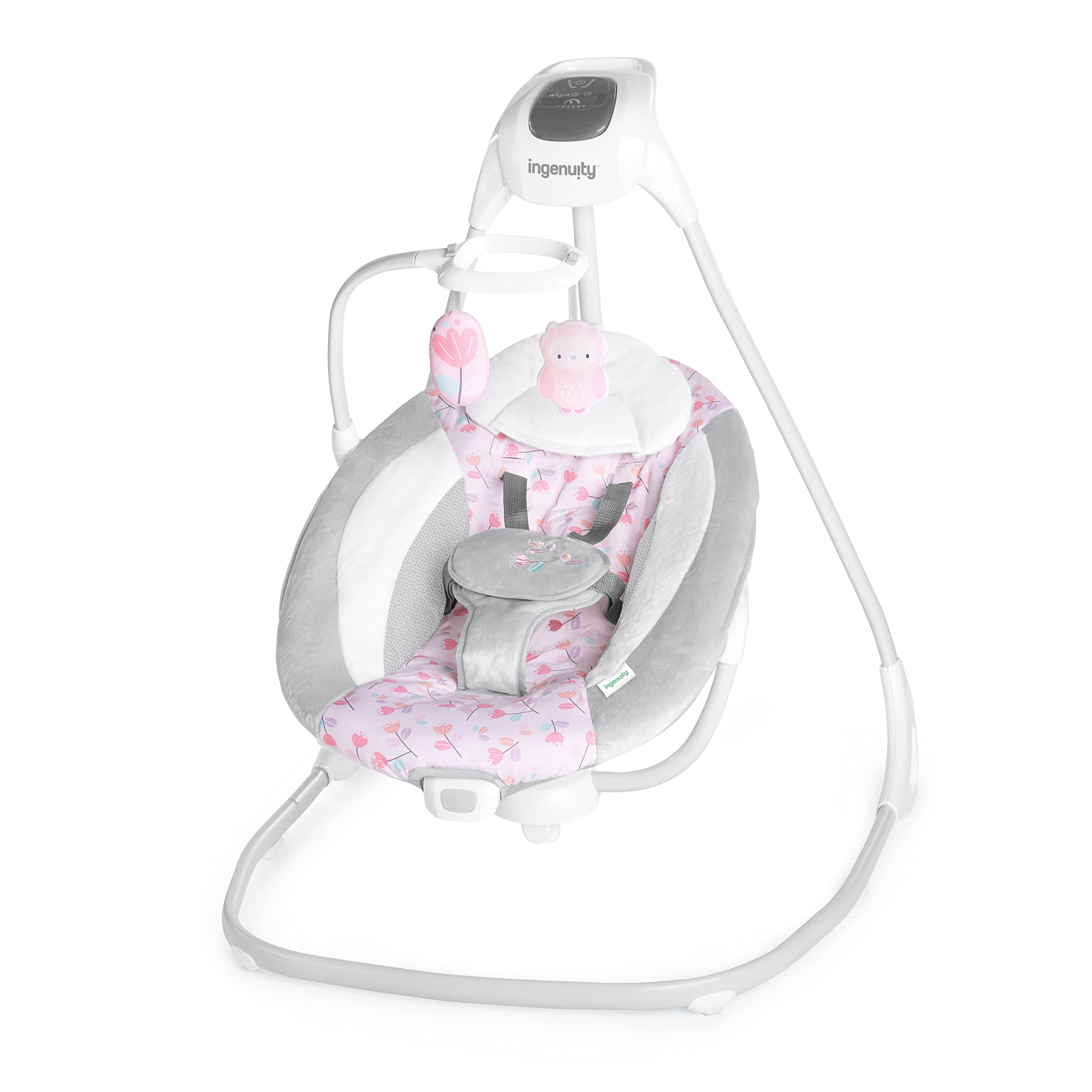 Ingenuity SimpleComfort Portable ​ Baby Swing, Newborn to 9 Months, Pink​ | Ligh