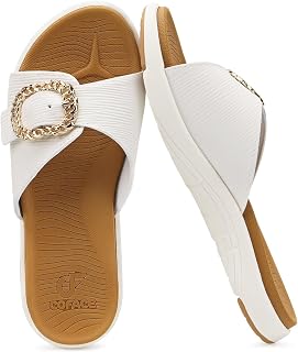 COFACE Womens Dressy Orthotic Slides Lightweight Yoga Mat Thick Cushion Recovery Walking Sandals Adjustable Slip On Slippers with Comfortable Plantar Fasciitis Arch Support