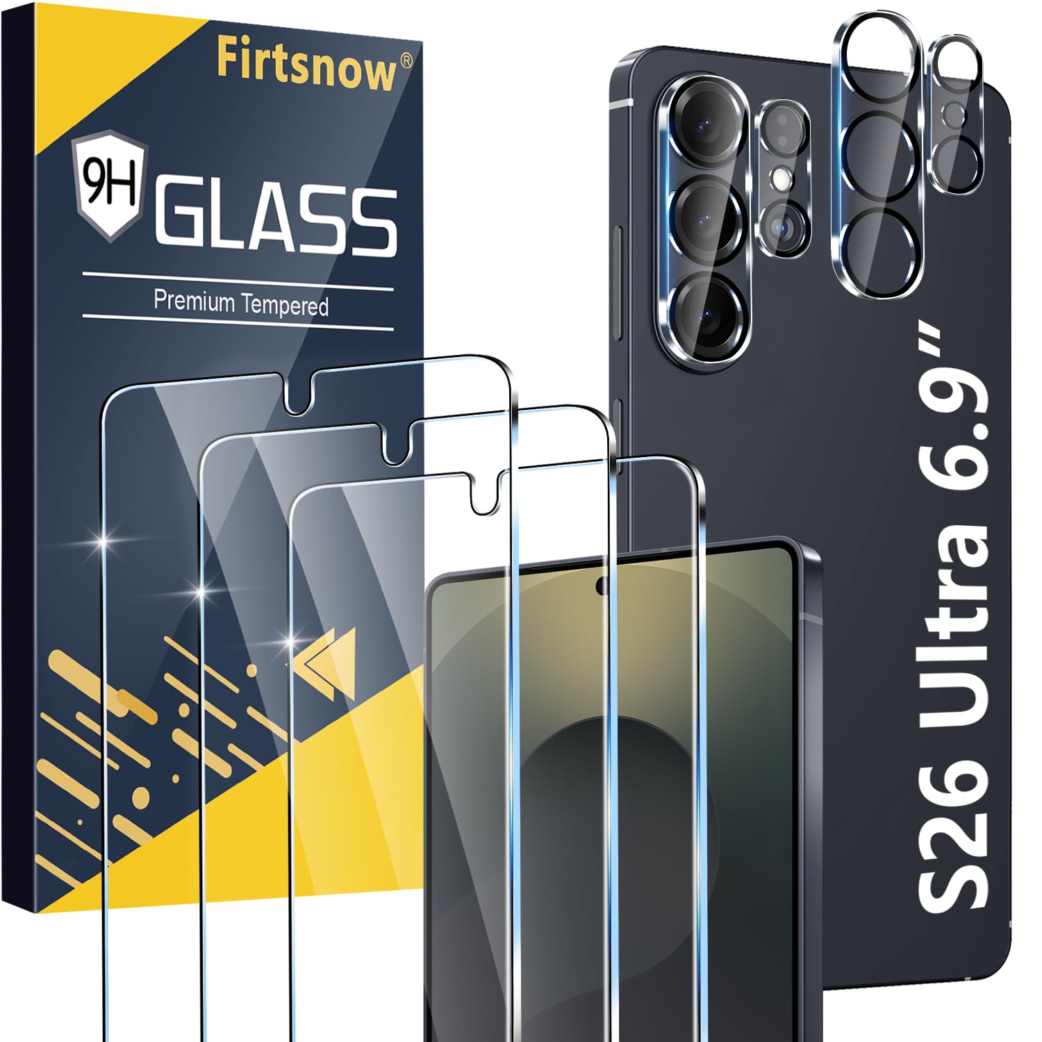 firtstnow 3 Pack for Samsung Galaxy S26 Ultra Screen Protector Tempered Glass + 