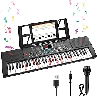 61 Keys Kid Piano Keyboard with Light-up Keys Teaching Mode Dual Speaker