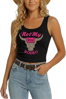 YHHR Women's Western Graphic Casual Cowboy Crop Tank Top Cute Outfit