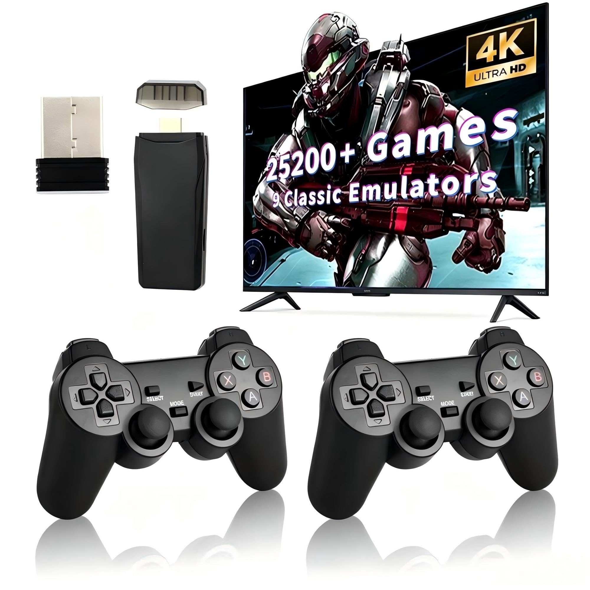 Retro Game Console, Wireless Retro Game Console, 25200+ Games Built-in, Plug and