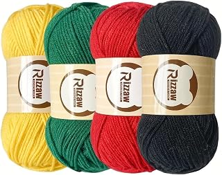4 Pack 50g Acrylic Skeins Knitting Crochet Kit Crochet and Knitting Starter Kit for Colorful Arts and Crafts, Colorful