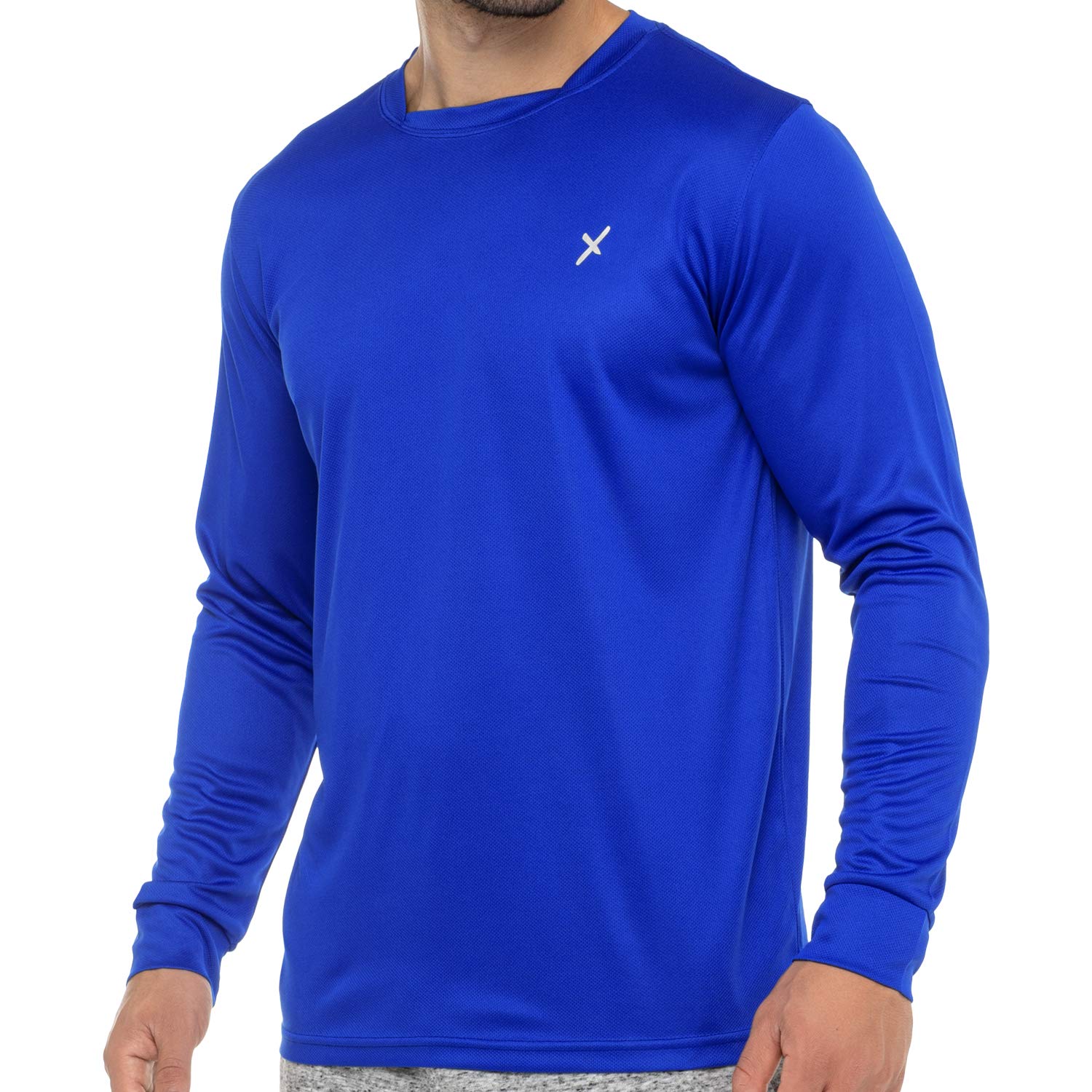 CFLEX - Maglietta sportiva a maniche lunghe, da uomo, Quickdry Piqué blu royal X