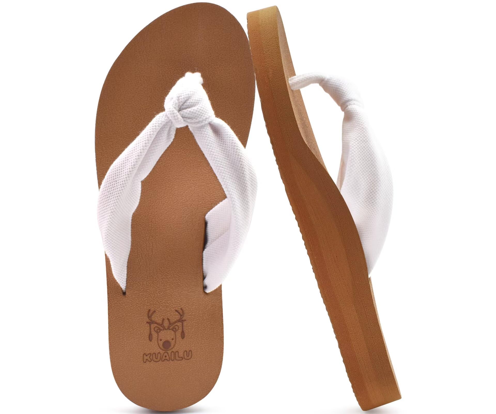 KuaiLu Women's Summer Arch Support Beach Flip Flops Anti-Skid Sea