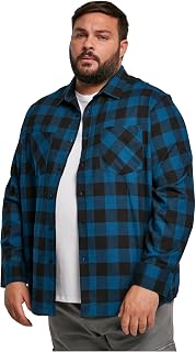 Urban Classics Checked Flanell Men's Flannel Shirt Black/White 100% Cotton Regular