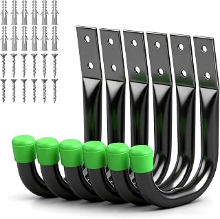 Heavy Duty Garage Storage Hooks, 6-piece Bike Hooks for Garage Wall, Utility Garage Hooks, Wall Mount J Hook for Hanging, Large Metal Storage Organizer Tool, Extension Cord Hanger