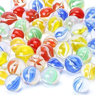 Glass Marbles Clear Mixed Colors Cat Eyes Bulk Round for,Home,Vases,Chinese Checkers,Decoration, 100 Pcs 14mm/0.55inch