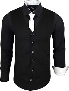 Subliminal Mode RN33 Men's Long Sleeve Shirt + Vest + Tie | Classic Fit | Comfortable and Easy to Wash | Ideal for Office and Casual Outings