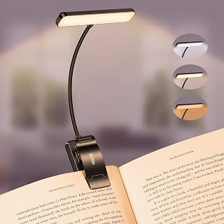 Gritin Reading Lamp Book Clamp USB Rechargeable Book Lamp with 19 LEDs | 3 colour temperature modes, long running time, continuous brightness clamping lamp, 360° flexible clamp light for night